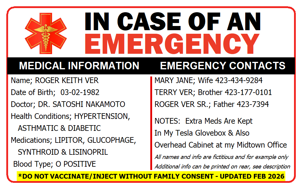 In Case of an Emergency ID Card | ICE Card