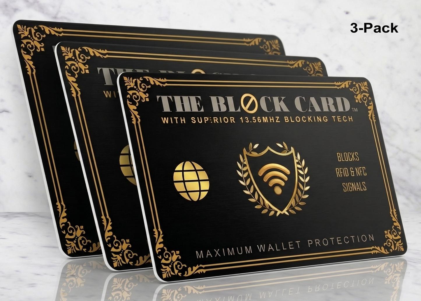 The Block Card™ an original product by CardPros.Shop | RFID Blocking Card "Maximum Wallet Protection" 3-Pack