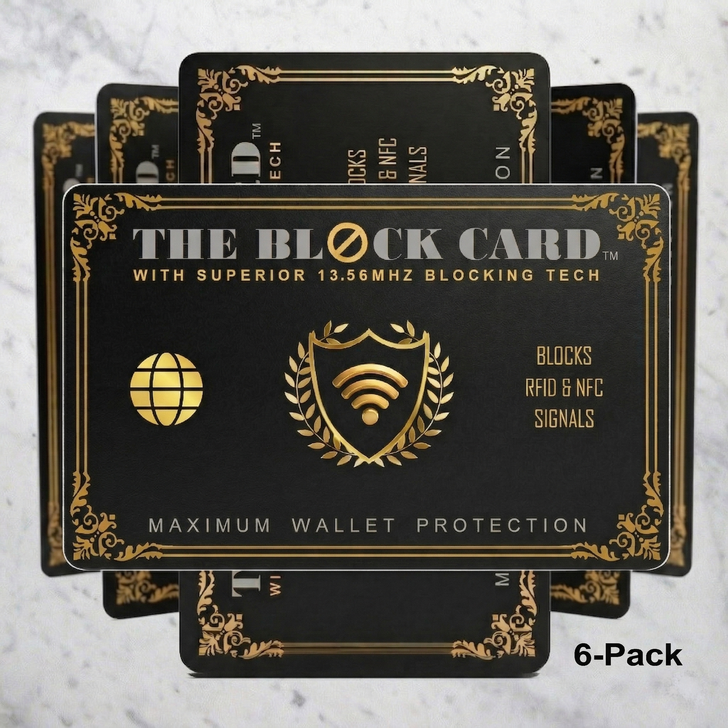 The Block Card™ an original product by CardPros.Shop | RFID Blocking Card "Maximum Wallet Protection" Family 6-Pack