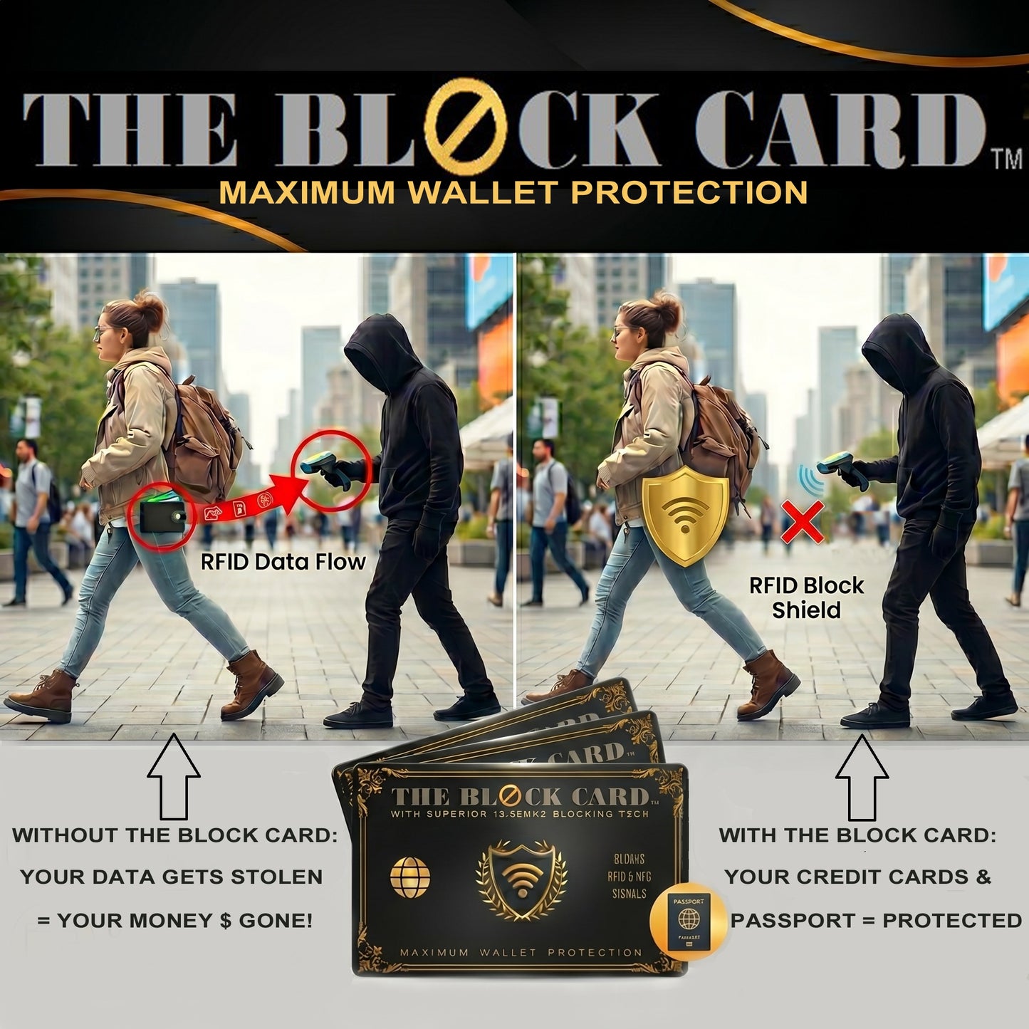 The Block Card™ an original product by CardPros.Shop | RFID Blocking Card "Maximum Wallet Protection" Family 6-Pack