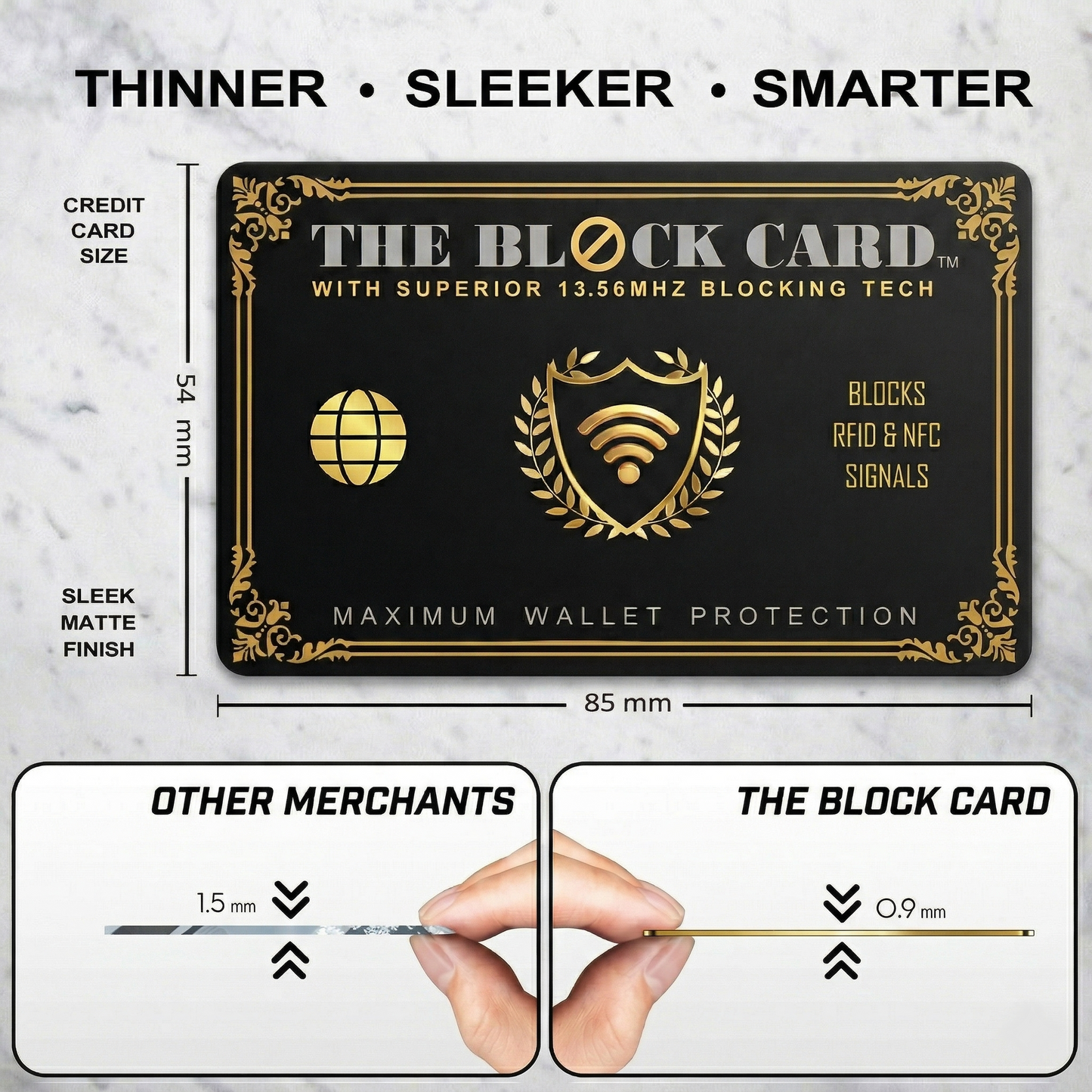 The Block Card™ an original product by CardPros.Shop | RFID Blocking Card "Maximum Wallet Protection" Family 6-Pack