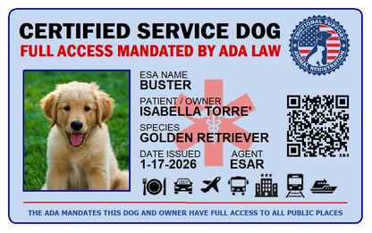 Certified Service Animal ID Card