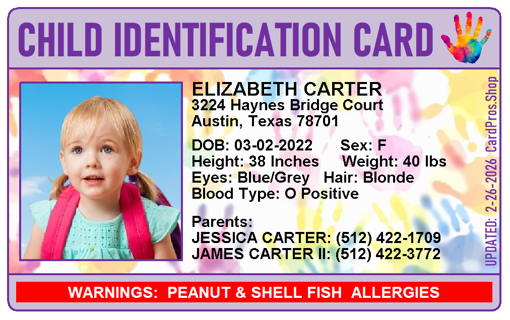 Child Identification Card